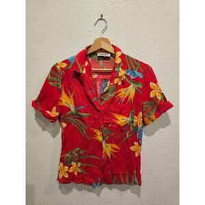 Thats it California red Hawaiian birds of paradise shirt sz small